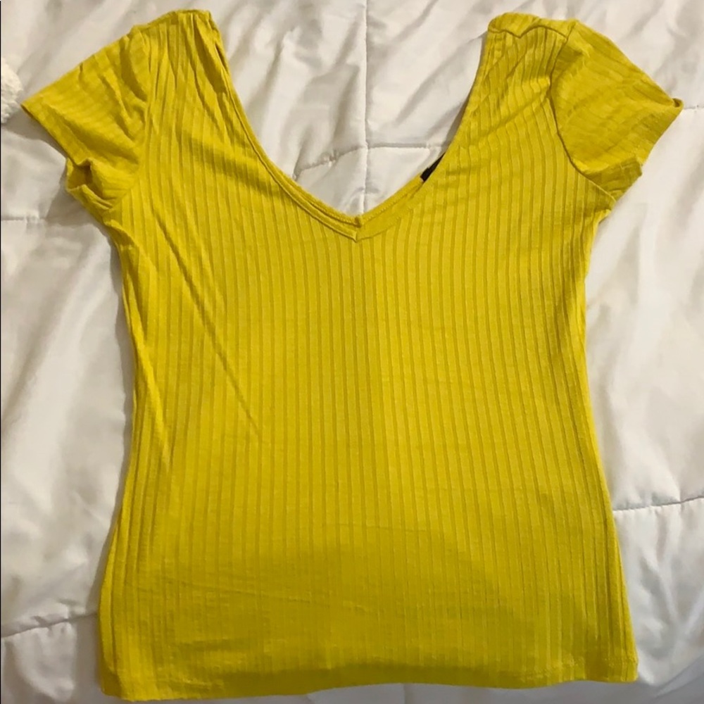 Yellow top v neck top